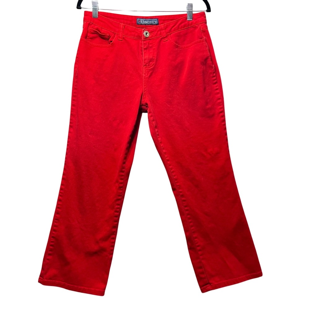 Baccini Red Jeans Bootcut Embellished‎ Pockets Size 6P Petite Y2K Denim